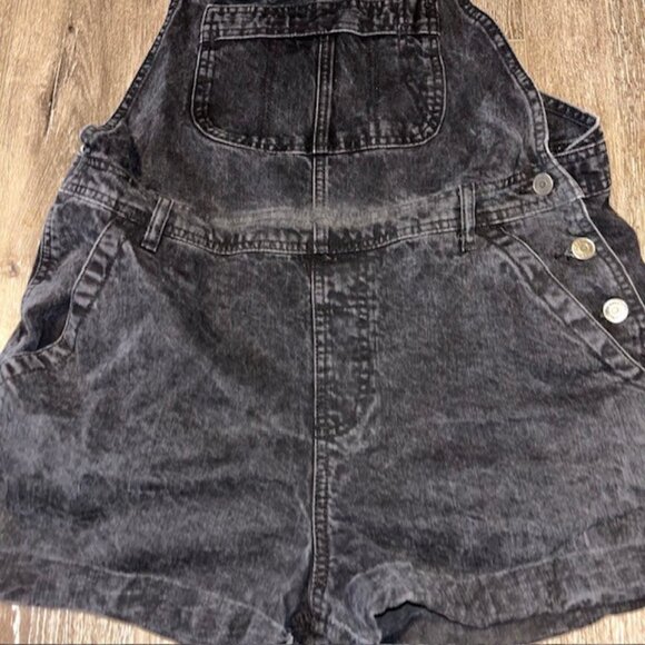 Topshop Moto Black Overalls Shortalls Sleeveless Pockets Buttons Size 12 - Picture 2 of 4